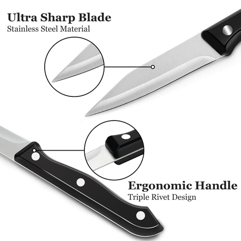 Cuchillo BEWOS pelador de 3,5 pulgadas, filo corto y preciso para tareas delicadas.