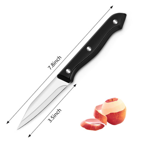 Cuchillo BEWOS pelador ergonómico con tres remaches para comodidad durante la cocina.