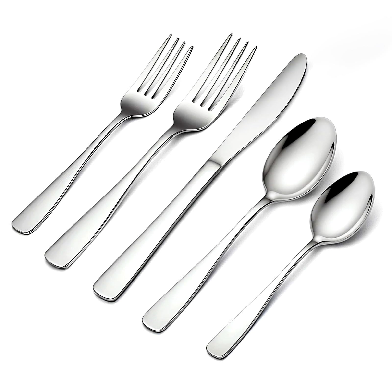 BEWOS juego-cubiertos-20-piezas-para-4 en la mesa, conjunto completo para comidas diarias.