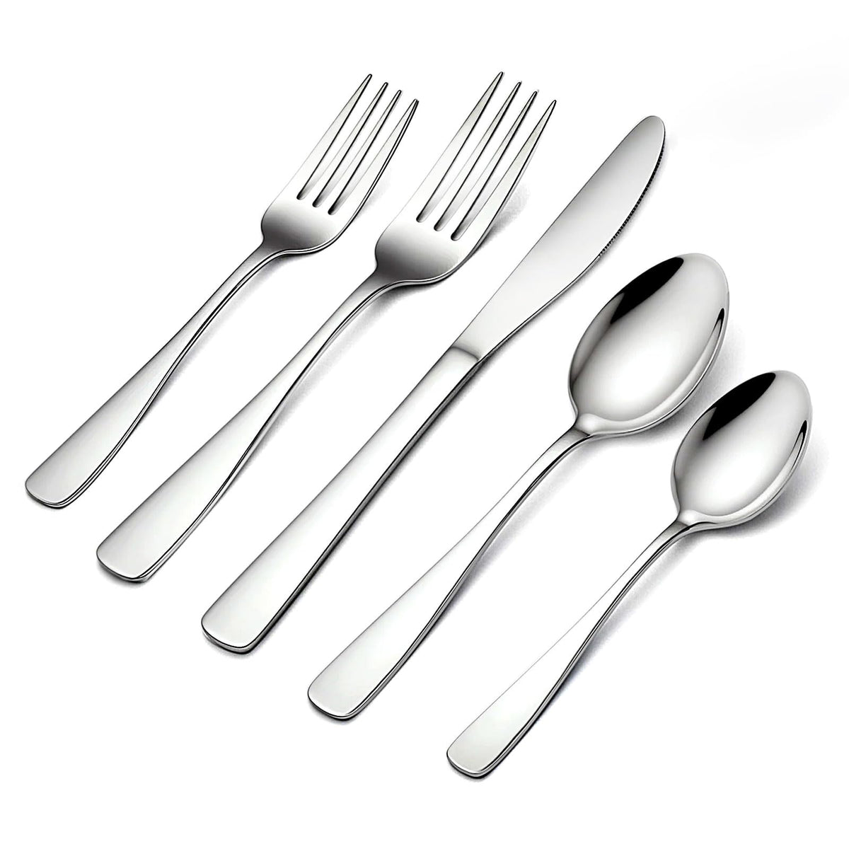 BEWOS juego-cubiertos-20-piezas-para-4 en la mesa, conjunto completo para comidas diarias.