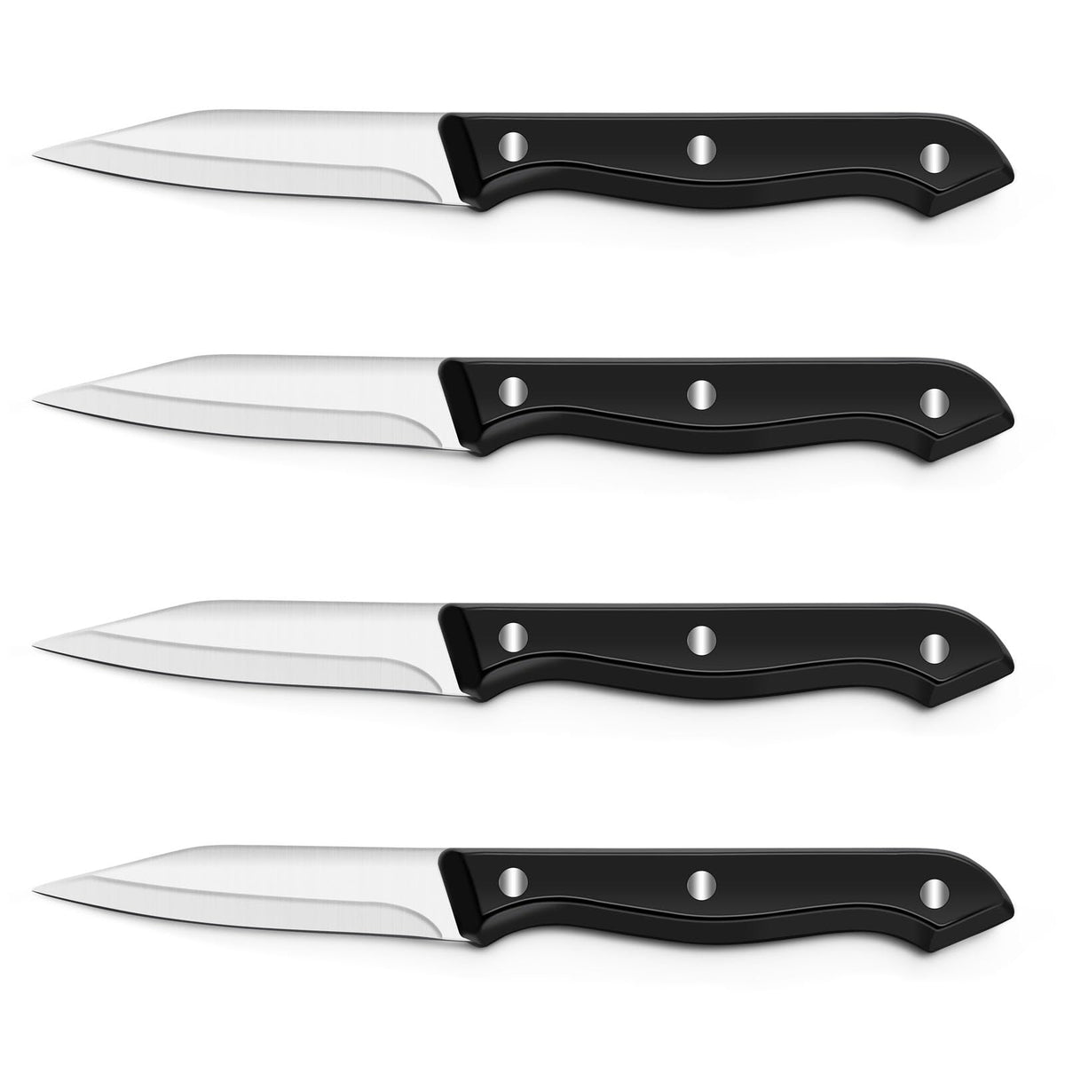 Cuchillos BEWOS peladores de 4 piezas para pelar, cortar y preparar vegetales con precisión.
