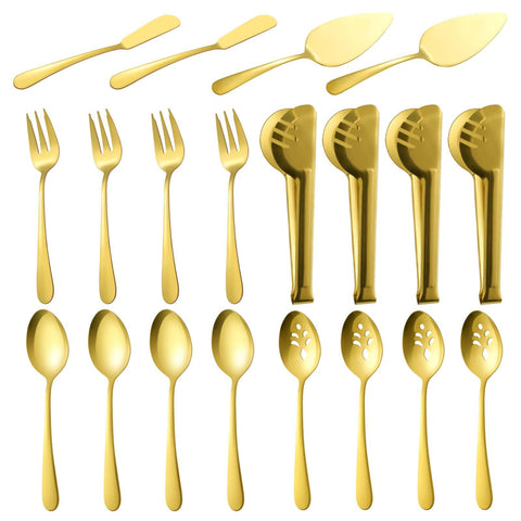 BEWOS utensilios de servicio oro 20 piezas para buffet duradero