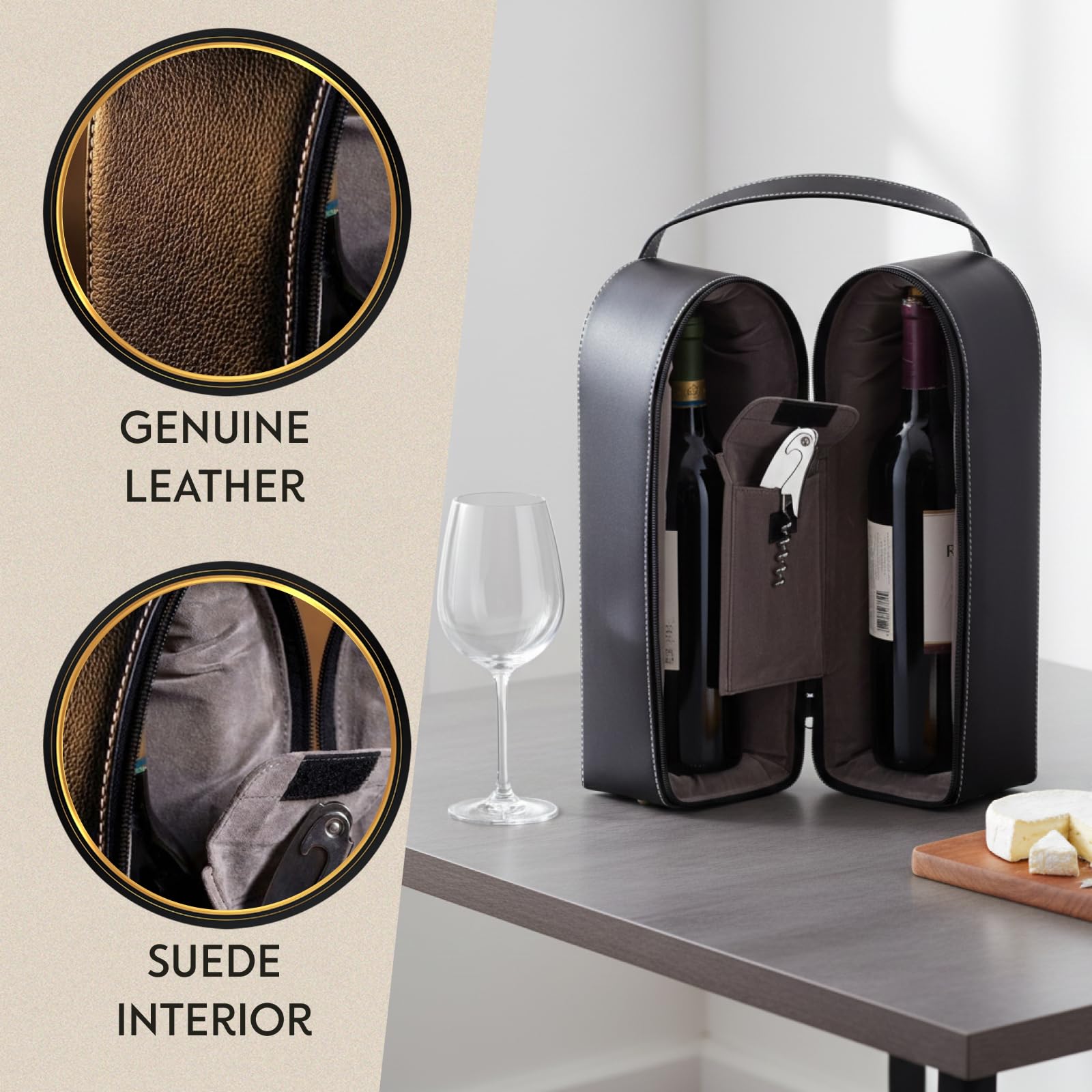 Exterior de cuero negro Bey-Berk con acabado elegante