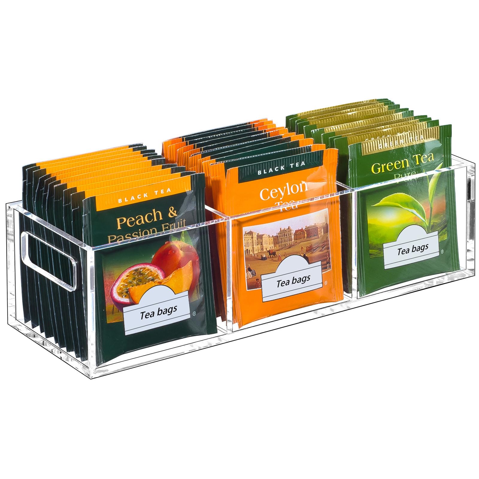 BEYGORM organizador de bolsitas de té en cristal para encimeras limpias