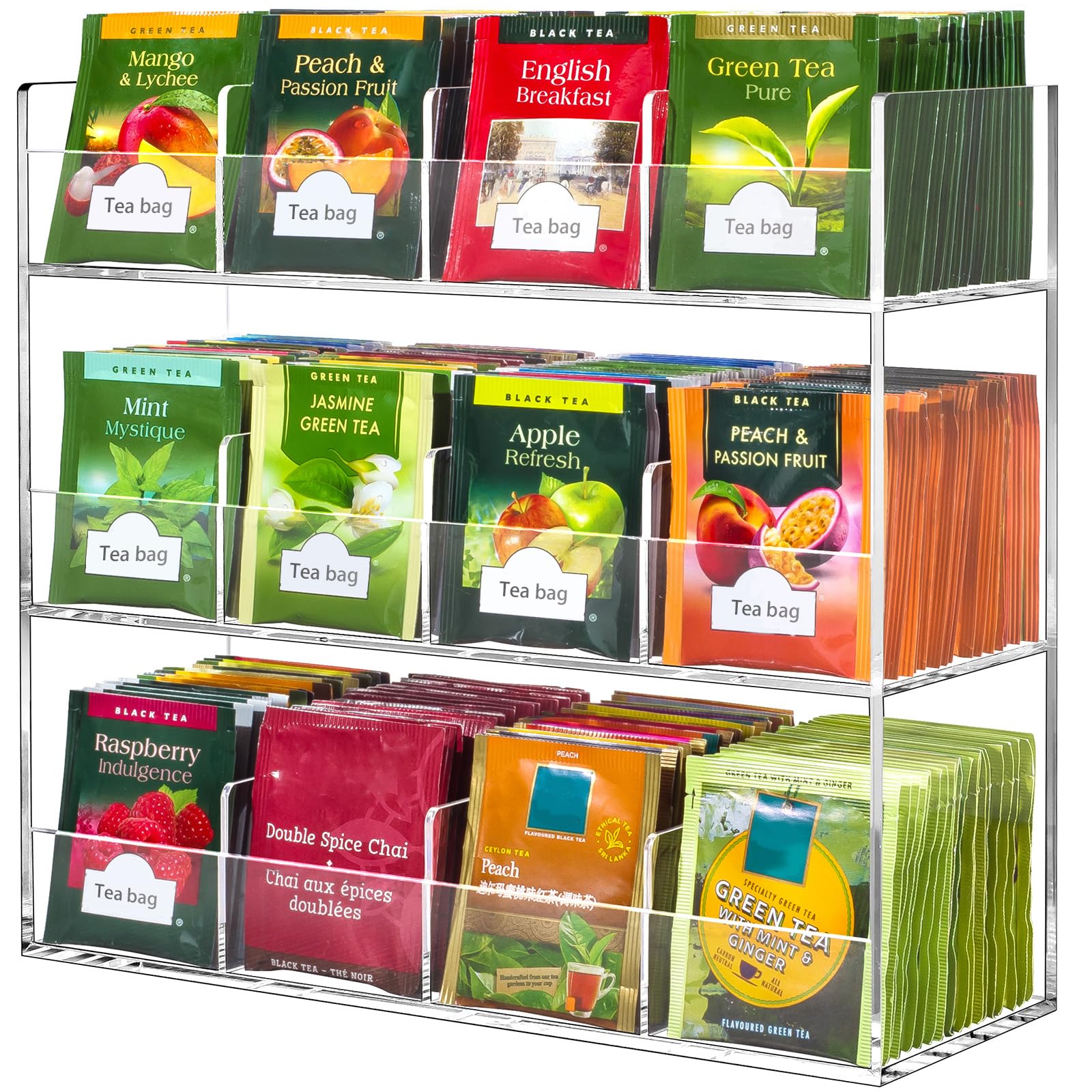 BEYGORM organizador de té acrílico con capacidad para 216 bolsitas, ideal para despensa.