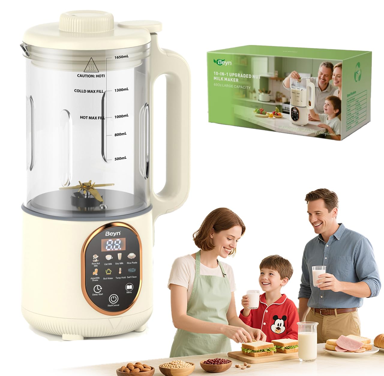 Beyn 10-en-1: máquina automática lista para preparar leche de frutos secos en casa.