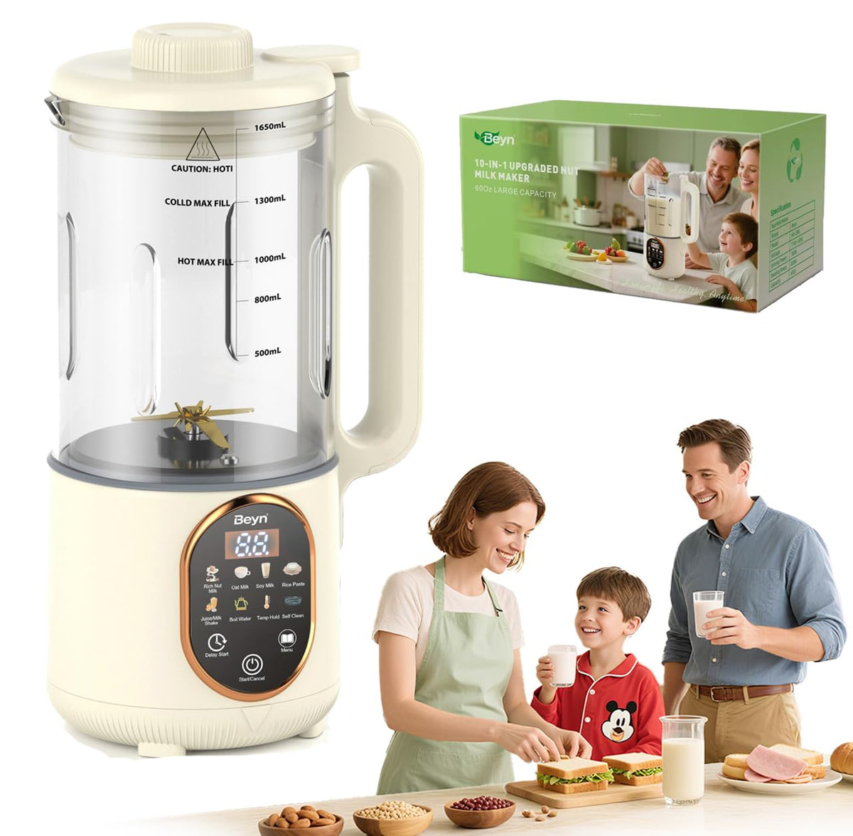 Beyn 10-en-1: máquina automática lista para preparar leche de frutos secos en casa.