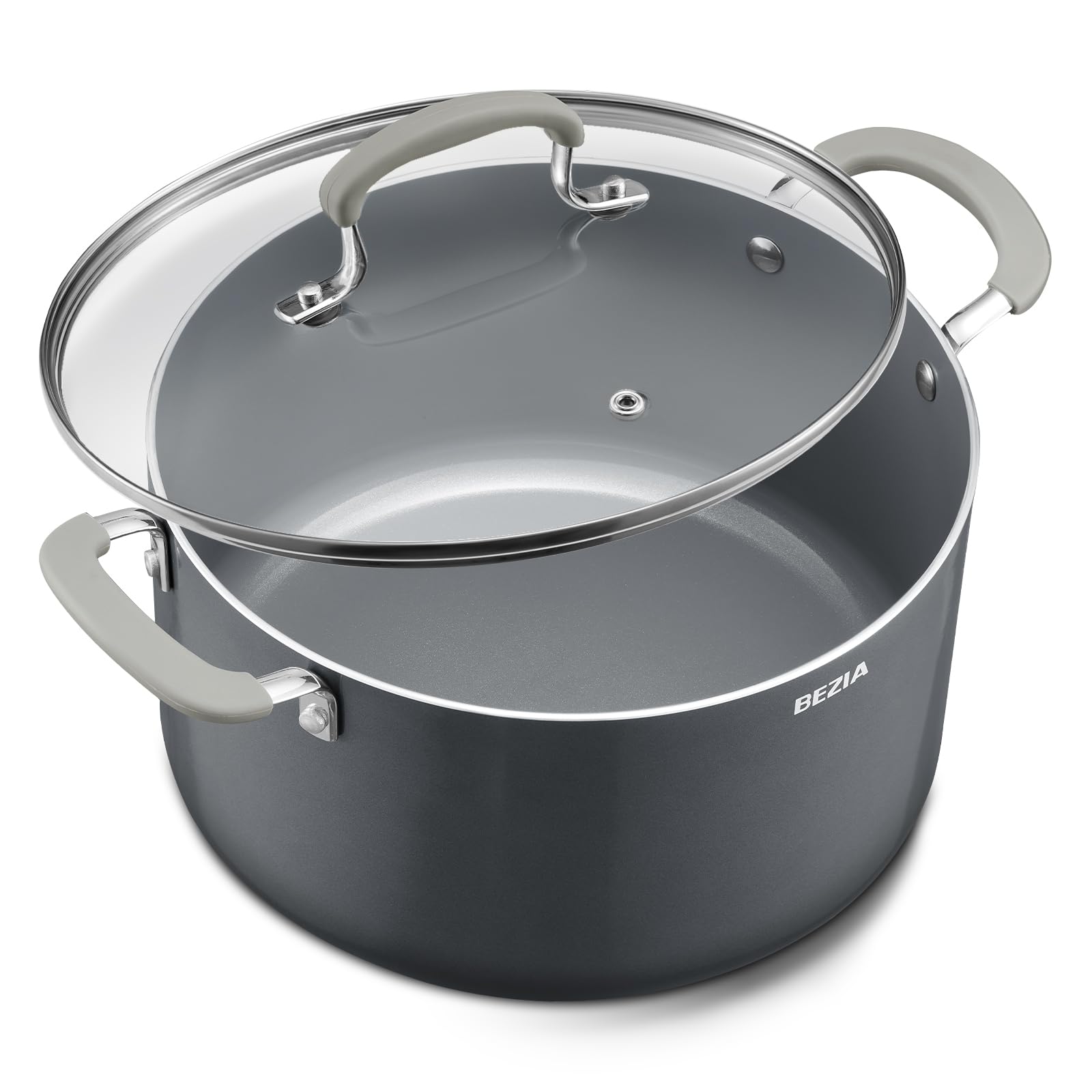Olla BEZIA de 6 cuartos con tapa para preparaciones grandes y uniformes.