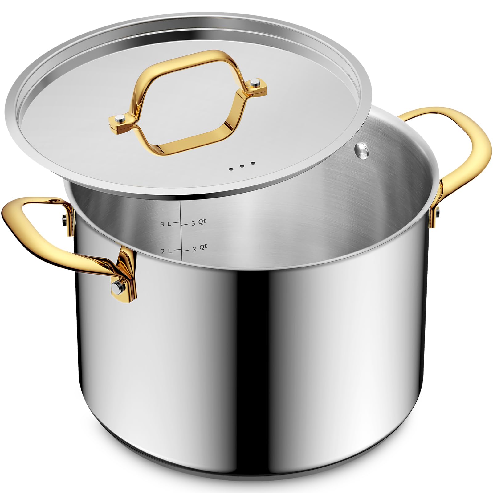 BEZIA Olla de 6 cuartos con tapa, ideal para pasta y hervidos con calor parejo