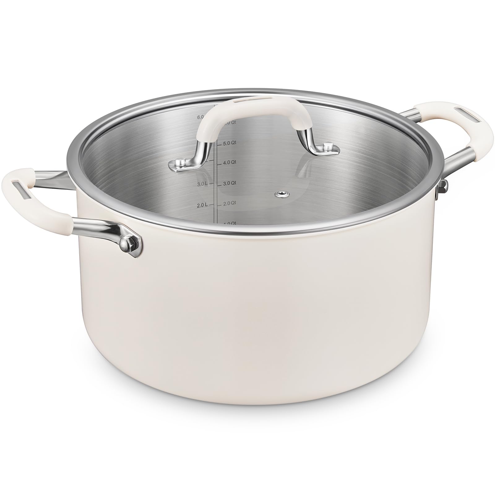 Olla BEZIA de stock de 10 cuartos con tapa, ideal para hervir caldos en lotes grandes.