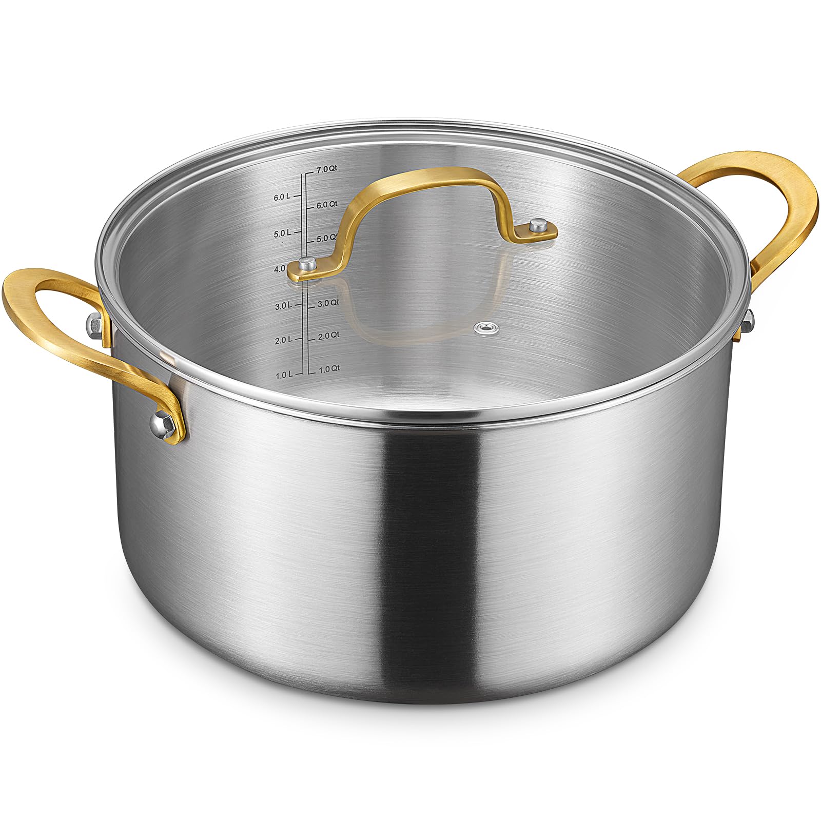 Olla BEZIA de stock de 12 cuartos con tapa de vidrio para hervir de forma uniforme