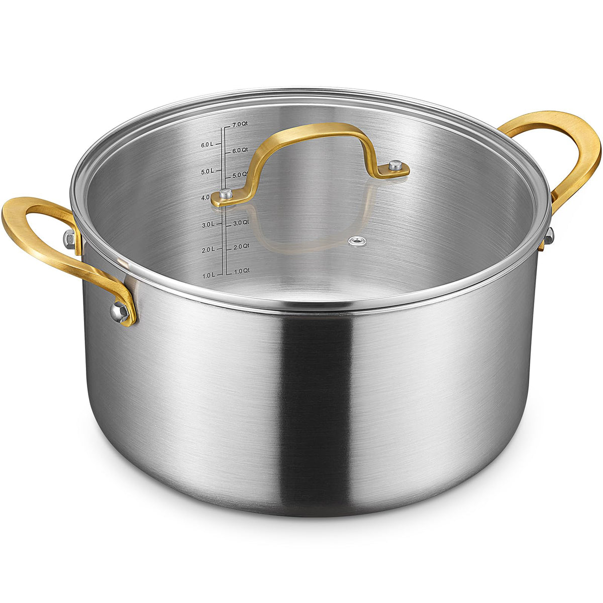 Olla BEZIA de stock de 12 cuartos con tapa de vidrio para hervir de forma uniforme
