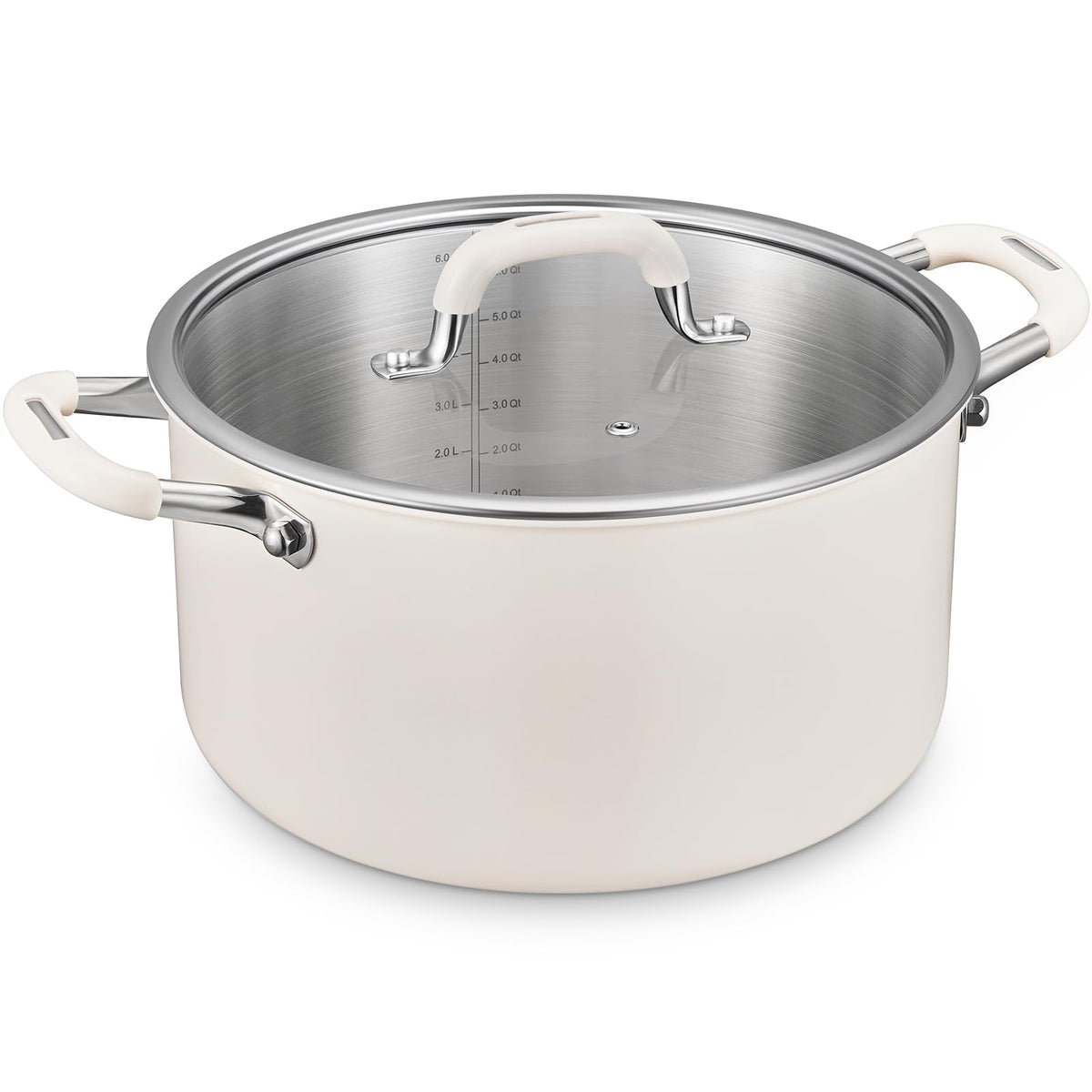 BEZIA olla de stock 8 cuartos con tapa, distribución de calor uniforme.