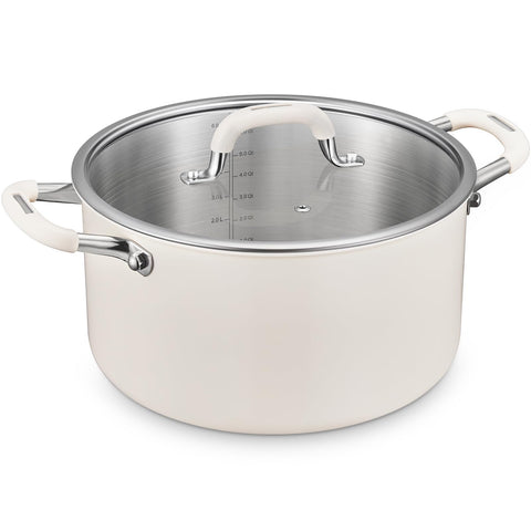 BEZIA olla de stock 8 cuartos con tapa, distribución de calor uniforme.