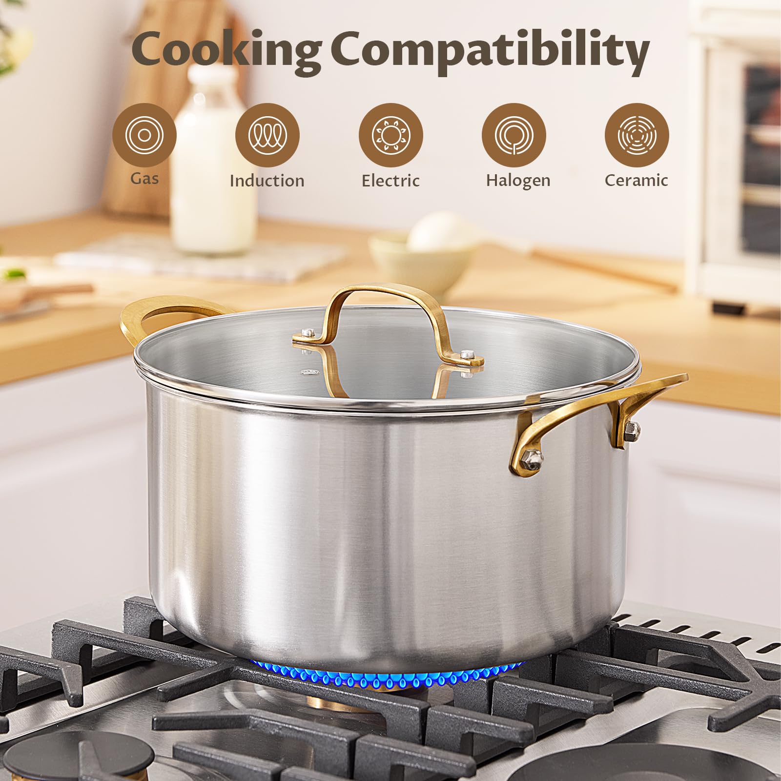 Uso multipropósito BEZIA para sopas, pastas y guisos en una olla