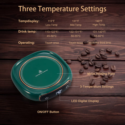 Calentador Bgbg ofrece 3 temperaturas para café.
