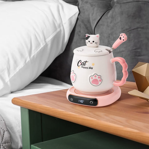 Taza gato plana de Bgbg con base estable para calentarse.