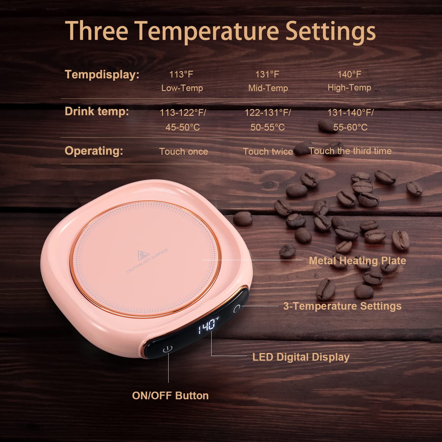 Bgbg, tres niveles de temperatura para café o té.