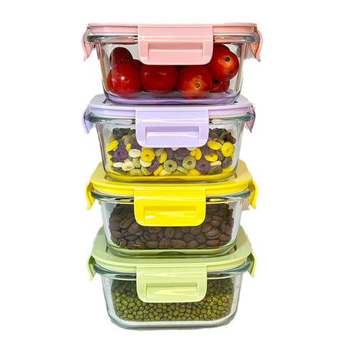 B.GUBOBOYA recipientes cuadrados de vidrio 16 oz con tapas herméticas para conservar alimentos