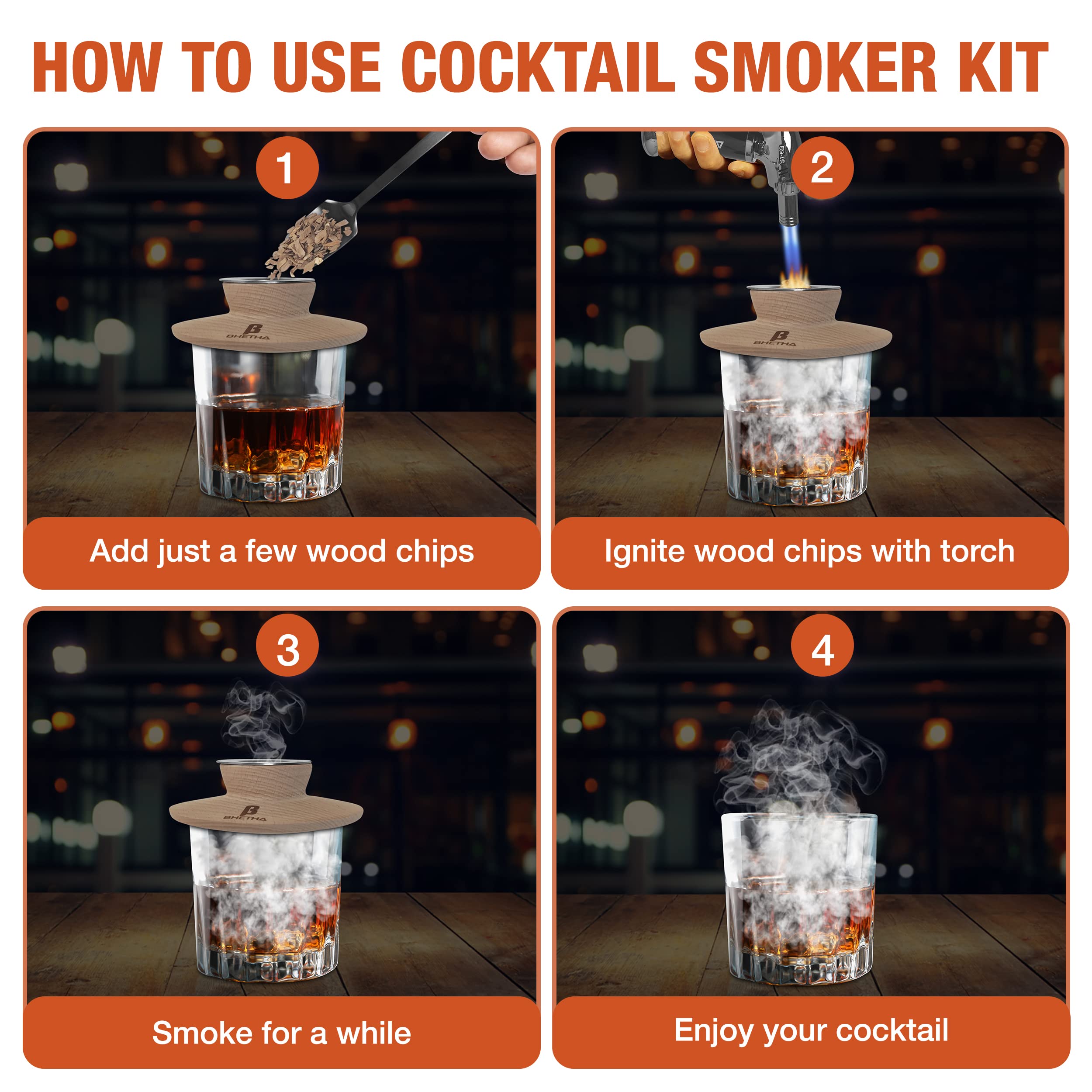 Astillas de humo sabor nogal para cocteles BHETHA.