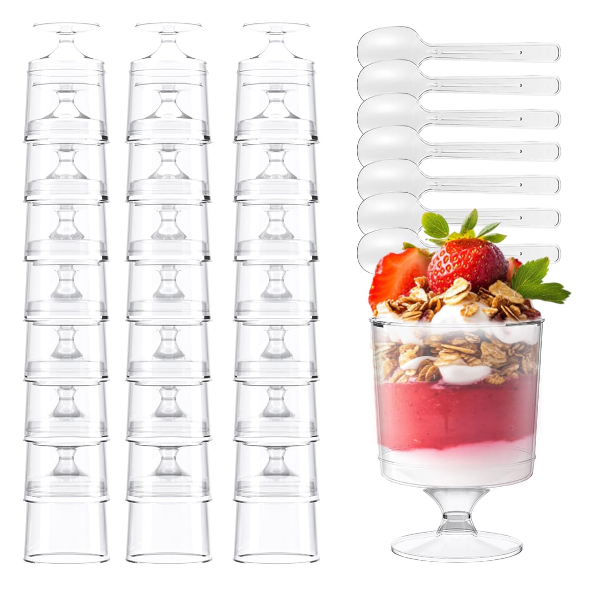 Copa postre BHHQHH cristal 5oz para presentar capas de postre