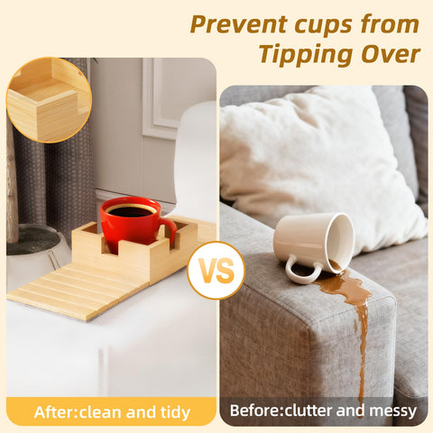 BHNJUTM porta-tazas sofá en bambú mantiene bebidas seguras.