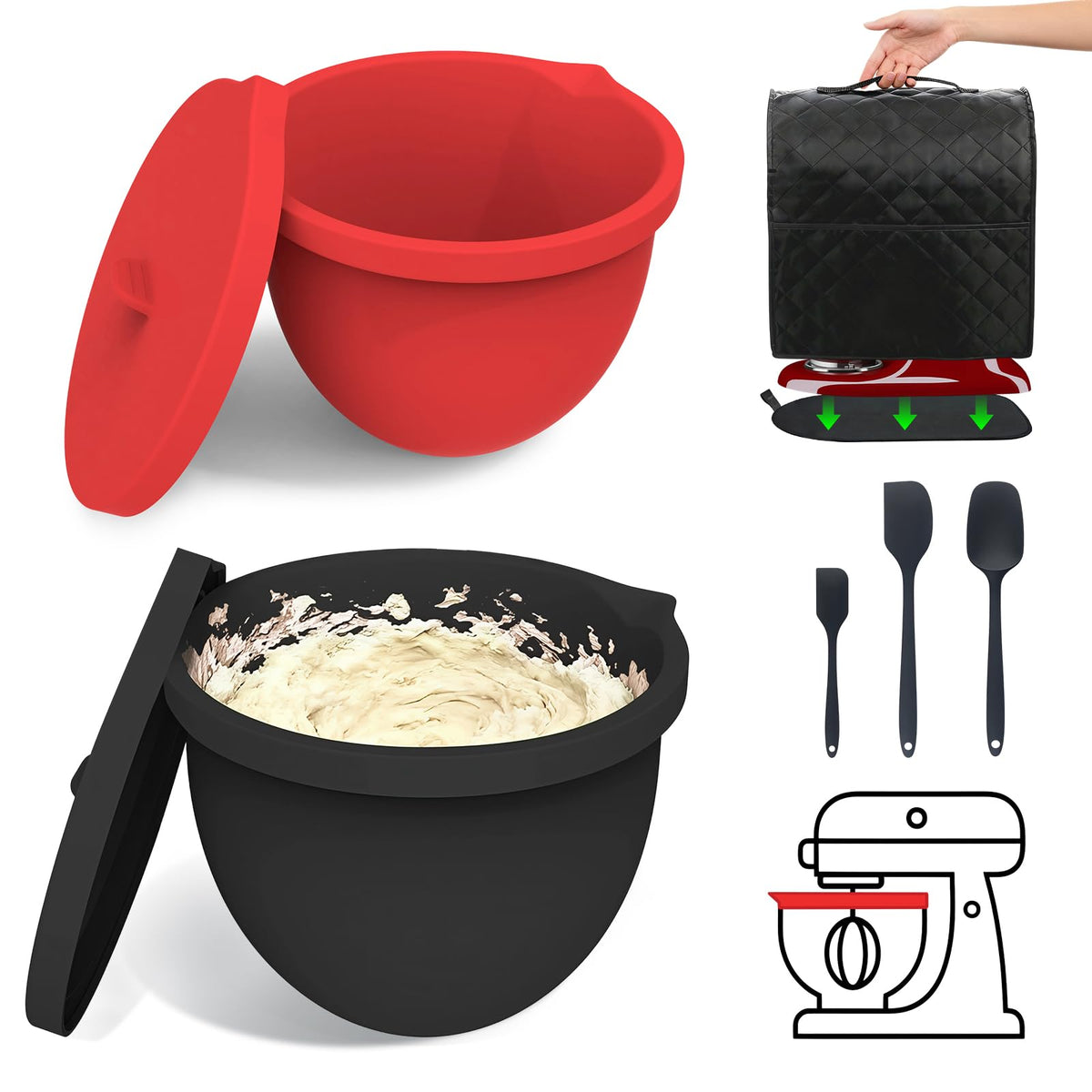 BHNJUTM insertos de silicona para tazón KitchenAid, facilita limpieza y reutilización