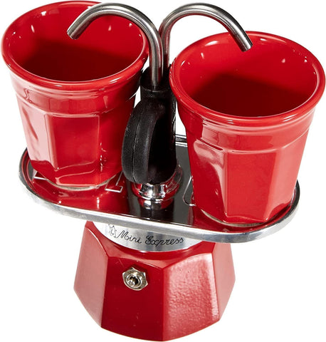 Bialetti Mini Express con dos tazas para preparaciones rápidas y sabor intenso
