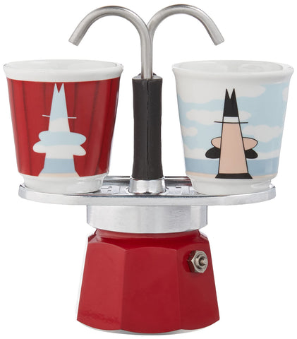 Vasos expreso rojos de Bialetti Mini Express Magritte para servir dos bebidas
