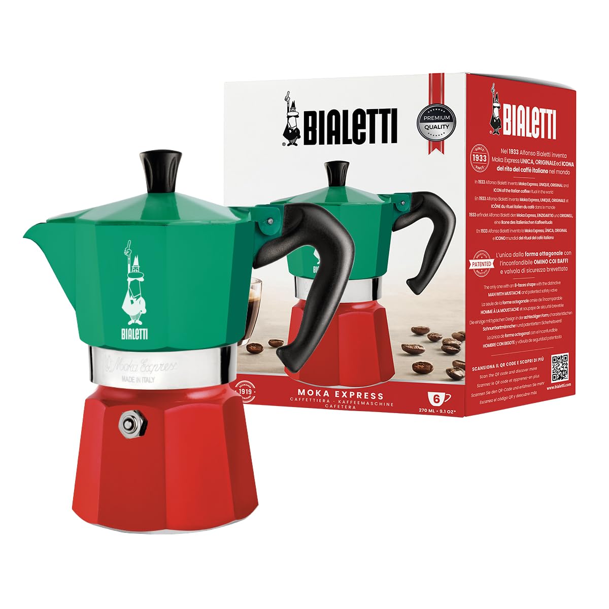 La Moka Express de Bialetti en rojo ofrece café auténtico en casa.