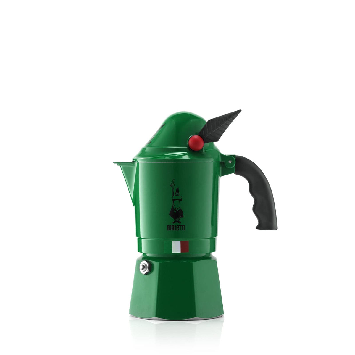 Bialetti Moka Express Rainbow Alpina, vista frontal lista para preparar espresso en casa