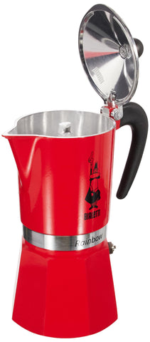 Bialetti Moka Express Rainbow Rojo, válvula de seguridad para uso seguro.