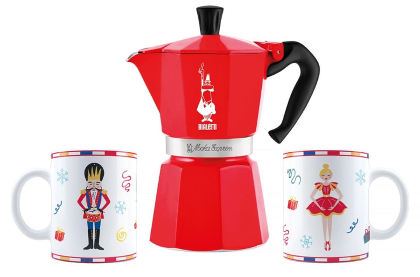 Conjunto Bialetti Moka Express con tazas cerámicas para compartir momentos de café
