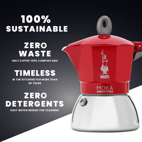 Bialetti Moka Induction, limpieza sencilla: enjuague con agua para conservar sabor