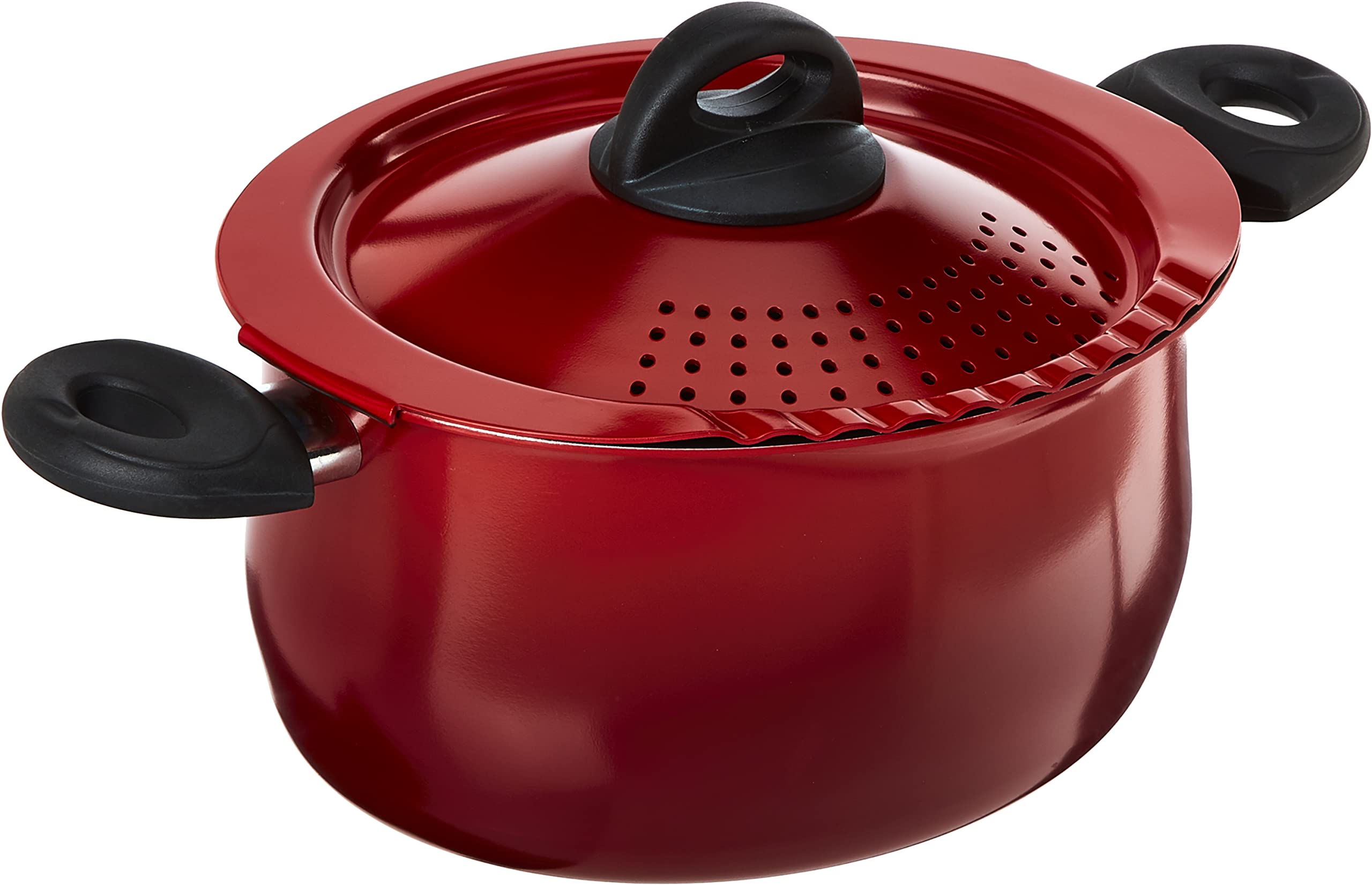 Olla Bialetti roja para pasta oval, 5.5 qt, ideal para espagueti y lasañas.