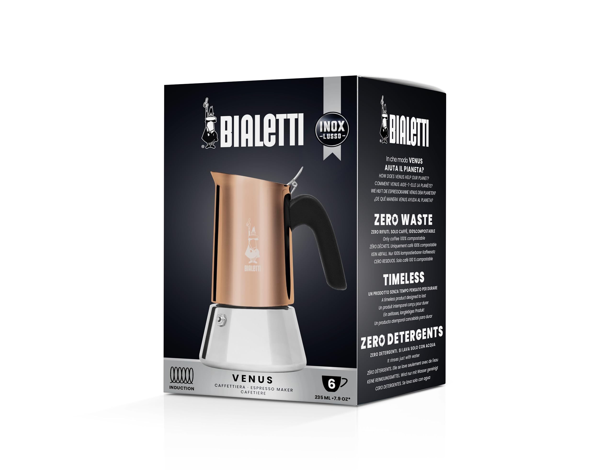 Bialetti Venus: apta para cocinas de inducción, gas y eléctrica.