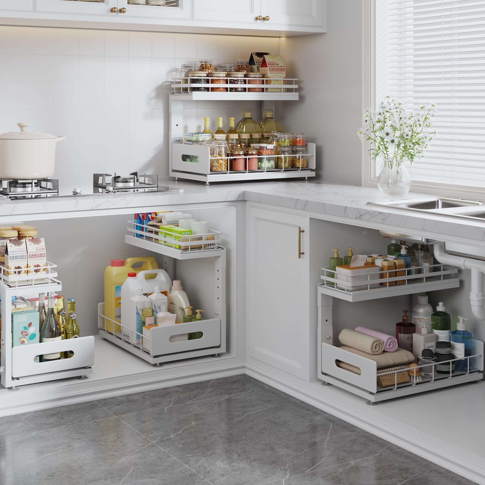 Biboraya ideal-para-despensa-bano-cocina organiza productos de limpieza.