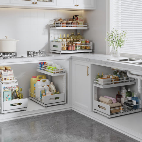Biboraya ideal-para-despensa-bano-cocina organiza productos de limpieza.