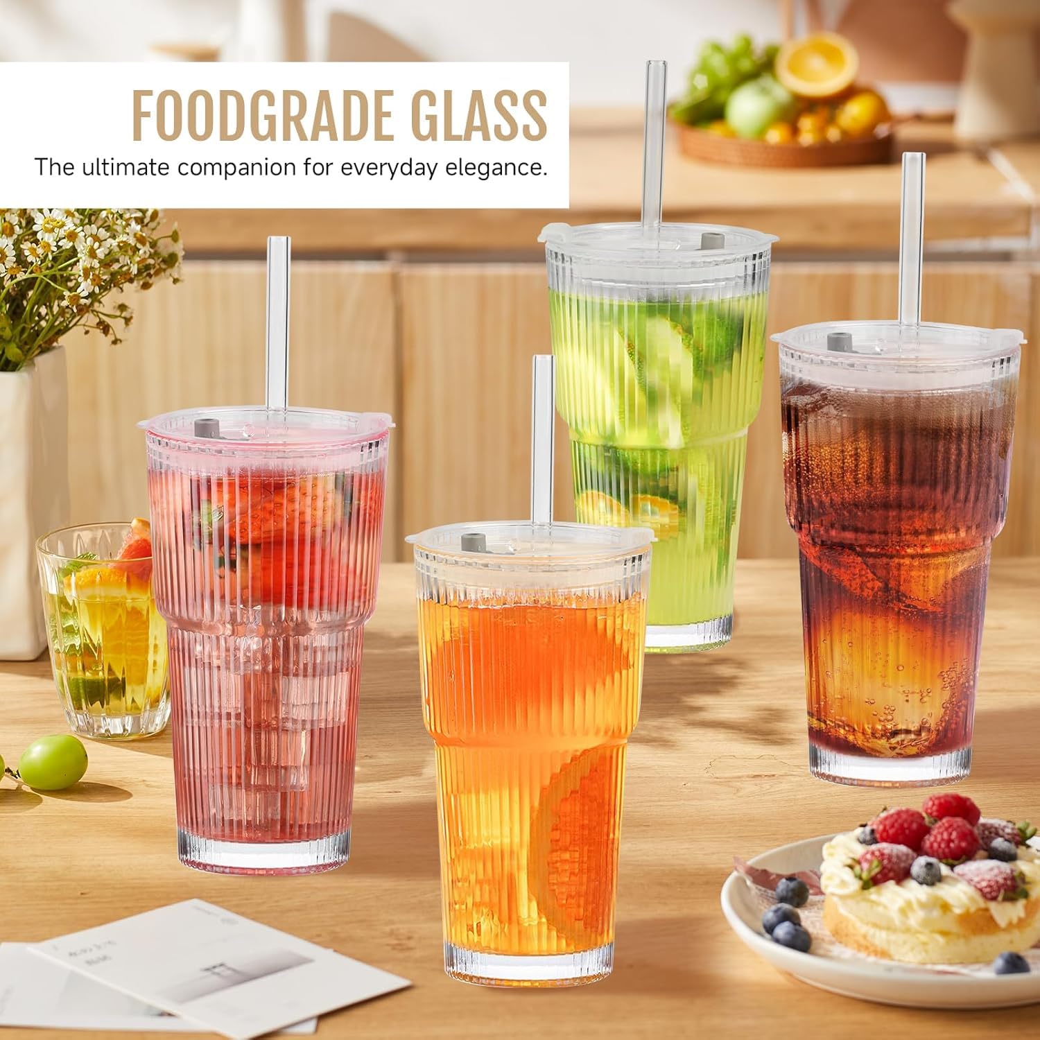 BiBrenies vaso cristal uso para café frío y bebidas