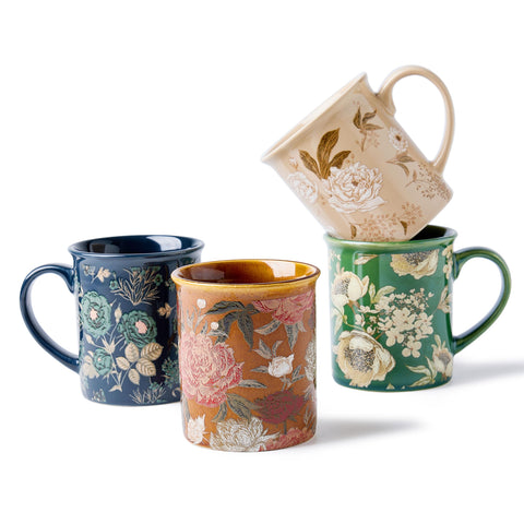 Conjunto de tazas BICETTO Royal Bloom: juego de 4, perfecto para servir café en la mesa.