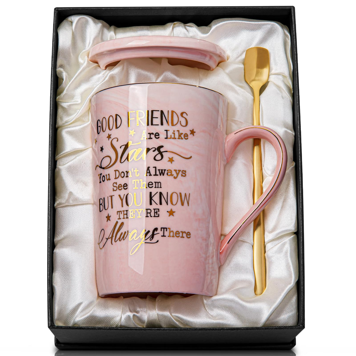 Taza Biching de cerámica mármol con borde dorado para café diario.