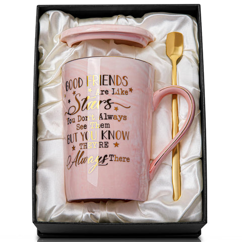 Taza Biching de cerámica mármol con borde dorado para café diario.