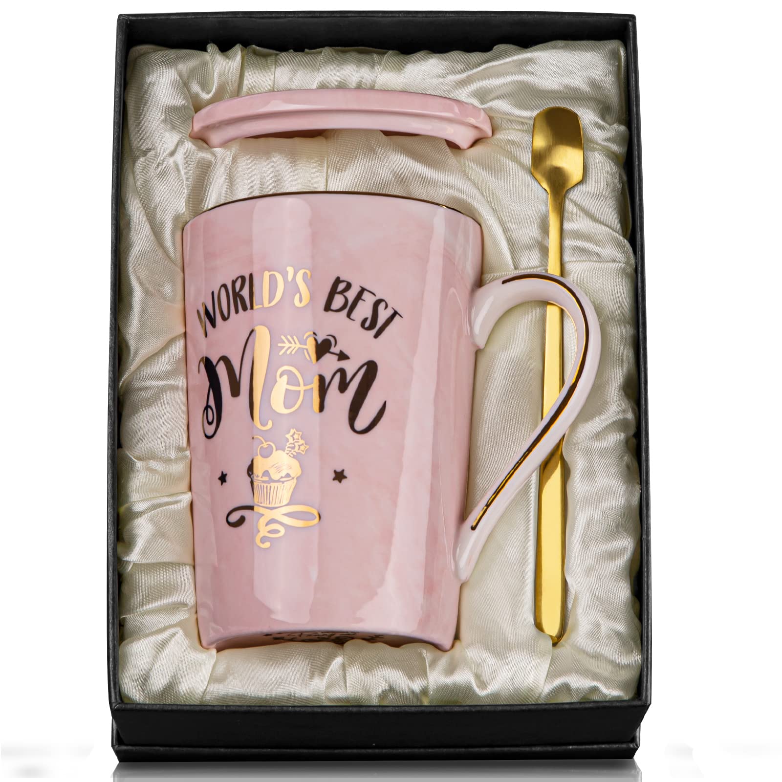 Taza Biching de mármol 14 onzas con tapa para café diario caliente.