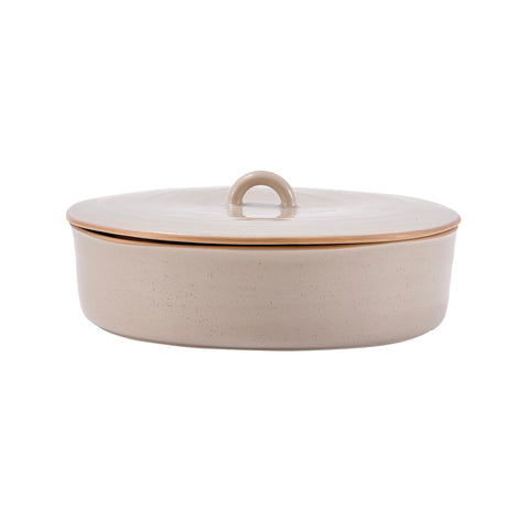 Calentador Bico beige claro con tapa mantiene las tortillas calientes para servir.