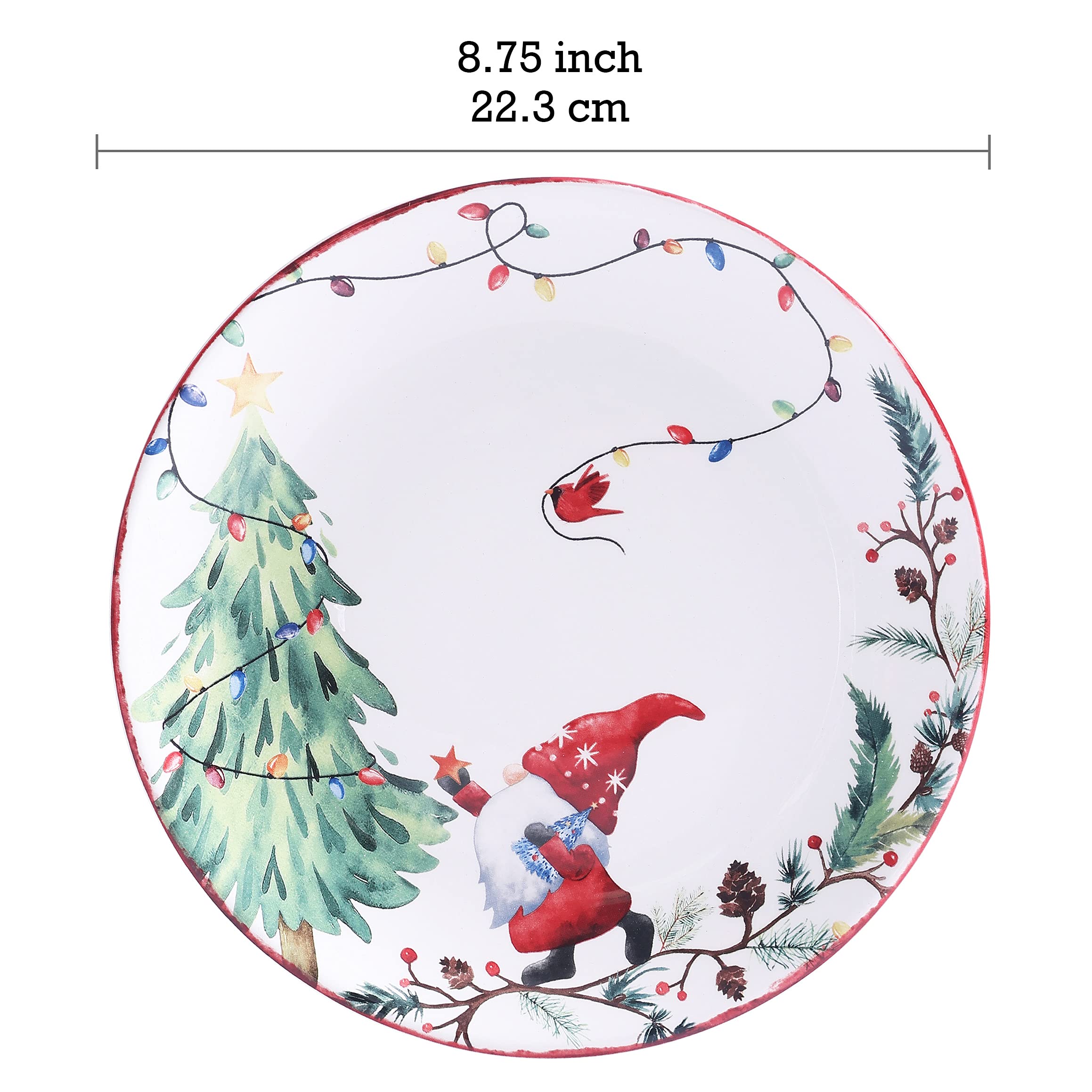 Bico Gnomos Navideños, plato cerámico, apto para aperitivos y postres.