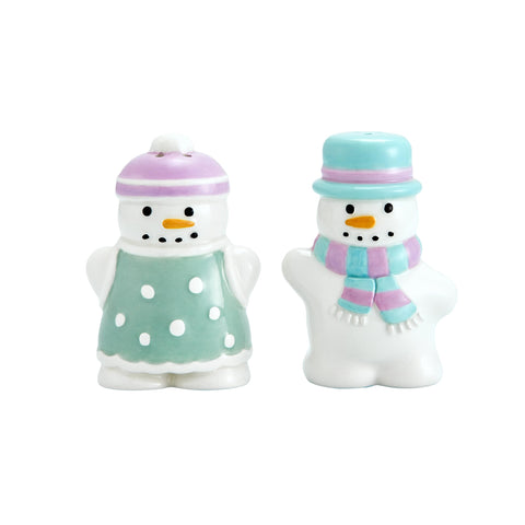 Bico muñeco de nieve: set de sal y pimienta pintado para mesa festiva