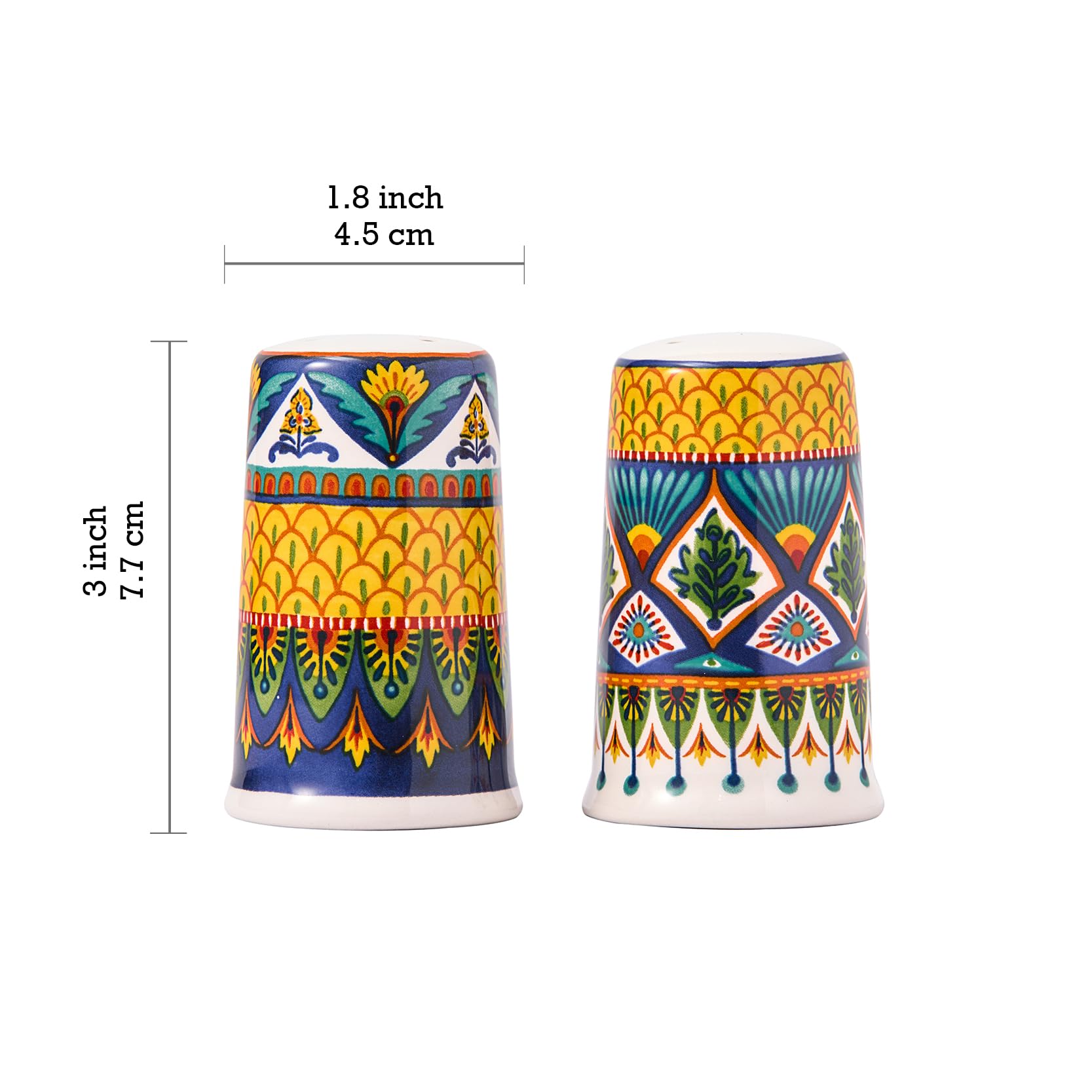 Salero y pimentero pintados a mano de Bico, toque decorativo