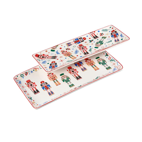 Bico Soldado de Navidad: bandeja rectangular de cerámica para servir aperitivos