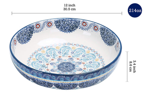 Bico Talavera plato ensalada azul, perfecto para servir ensaladas frescas en reuniones.