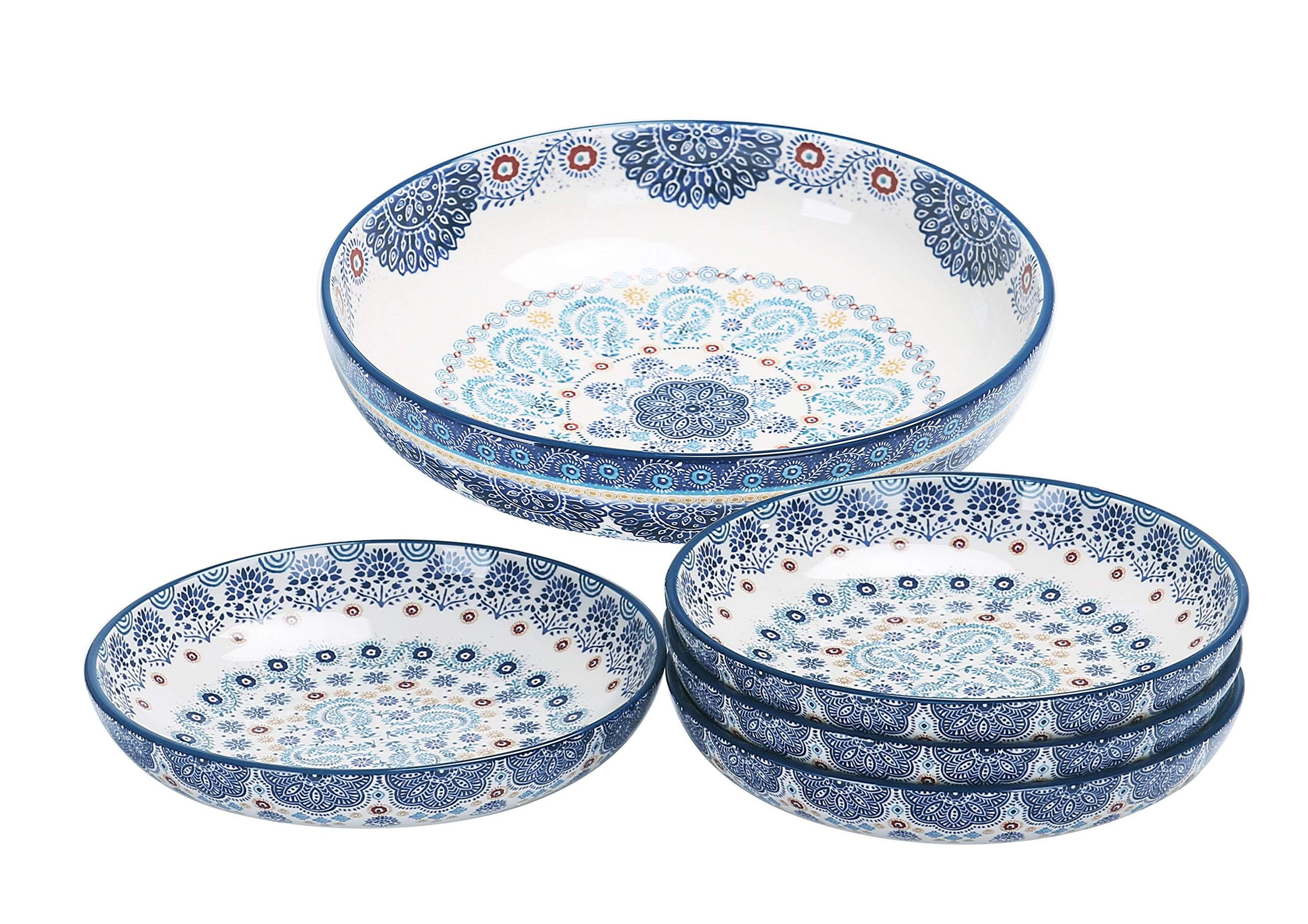 Bico Talavera plato pasta azul, ideal para porciones generosas de pasta en la mesa.